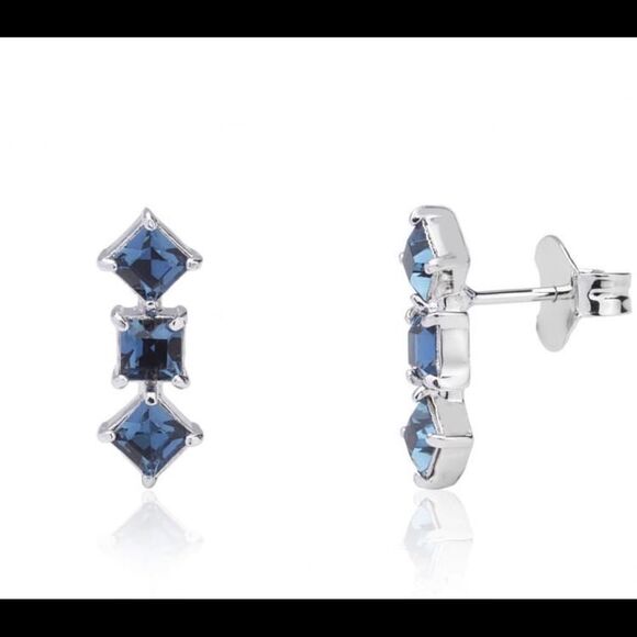Swarovski crystal White Rhodium Plated Earrings 💥 - Picture 1 of 6